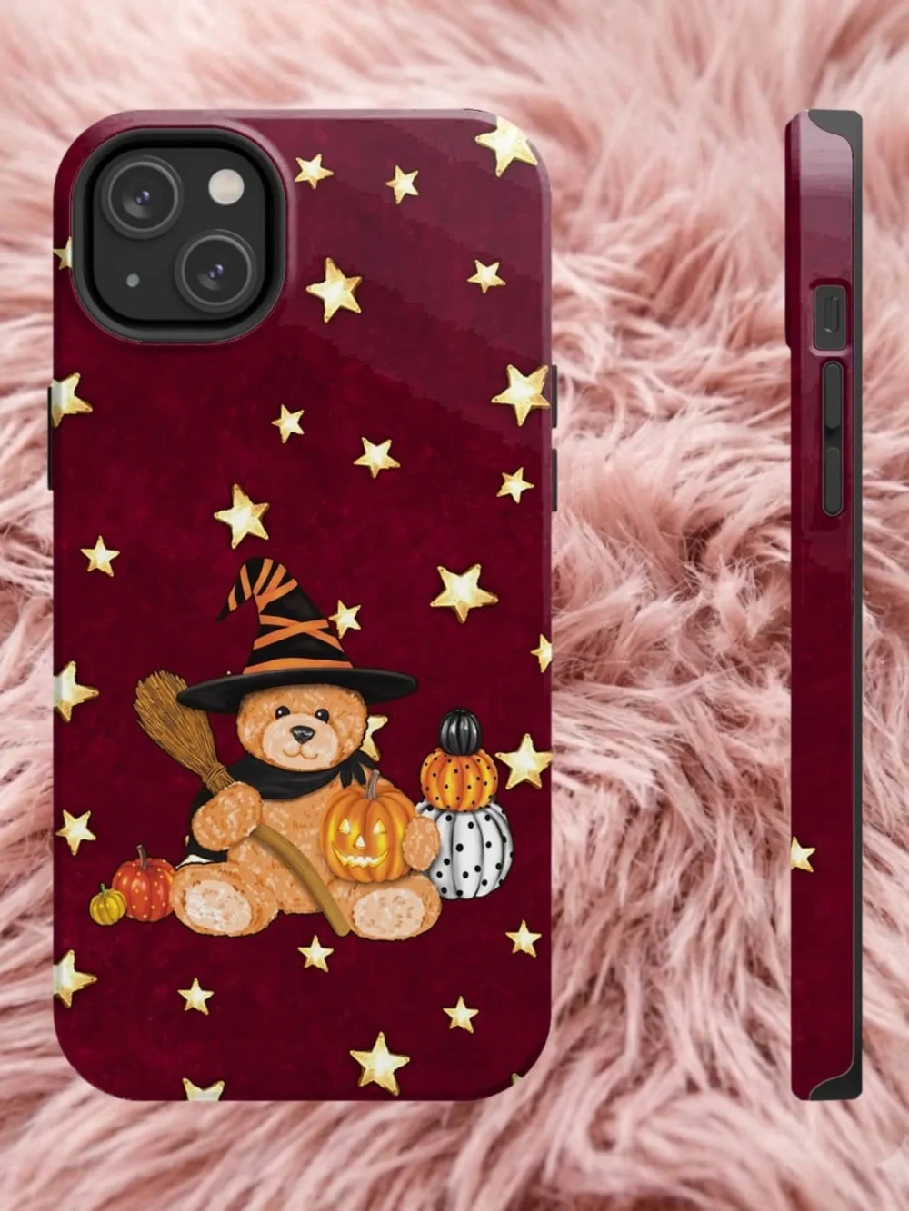Halloween Be..ar Burgundy Phone Case - Unbranded